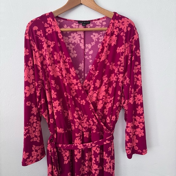 Lane Bryant Surplice Hi-Lo midi dress Red Floral Size 22 - Picture 3 of 10